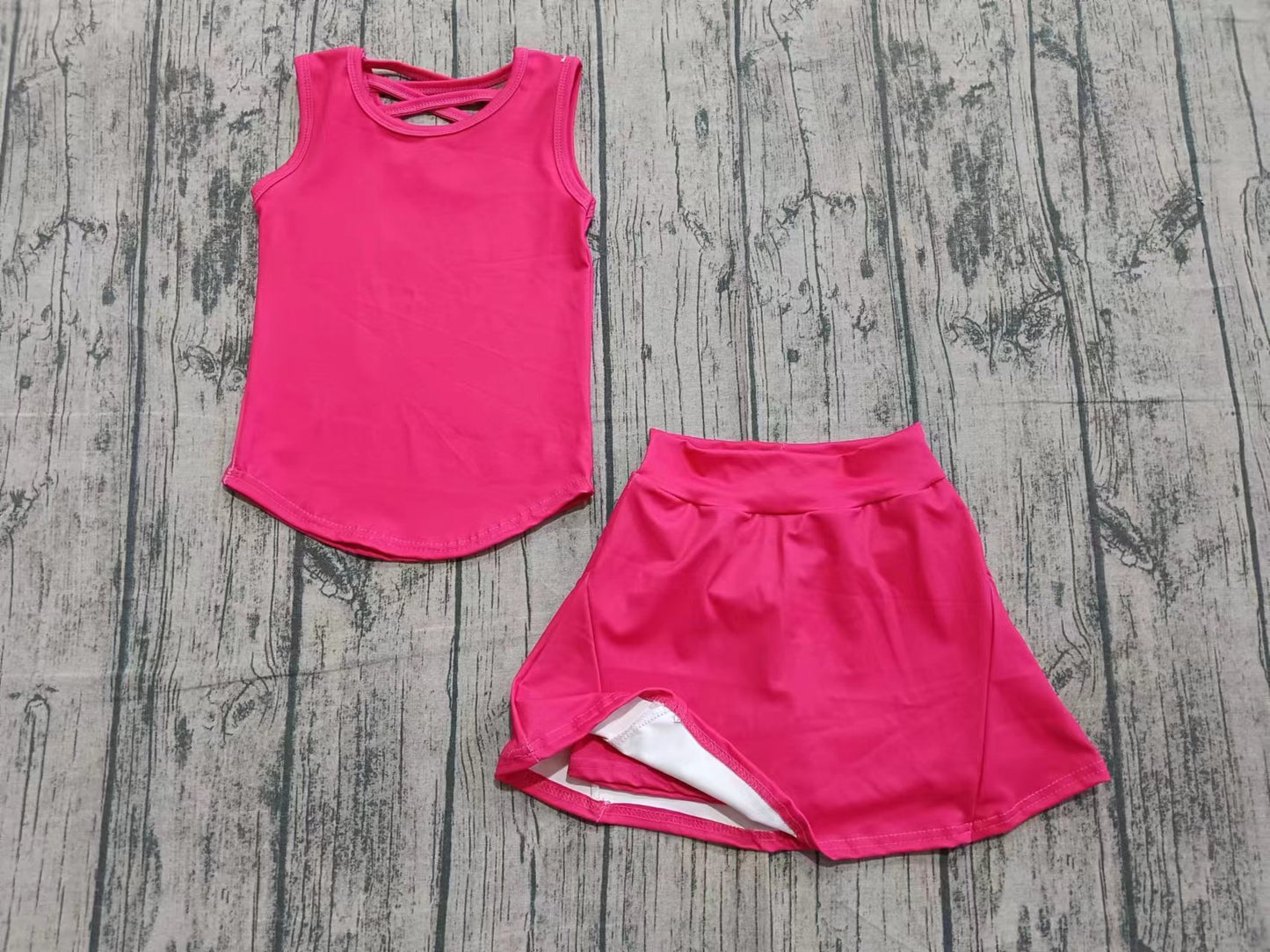 Preorder (moq 5)Baby Girls Watermelon Sleeveless Vest Top Skorts Clothes Sets