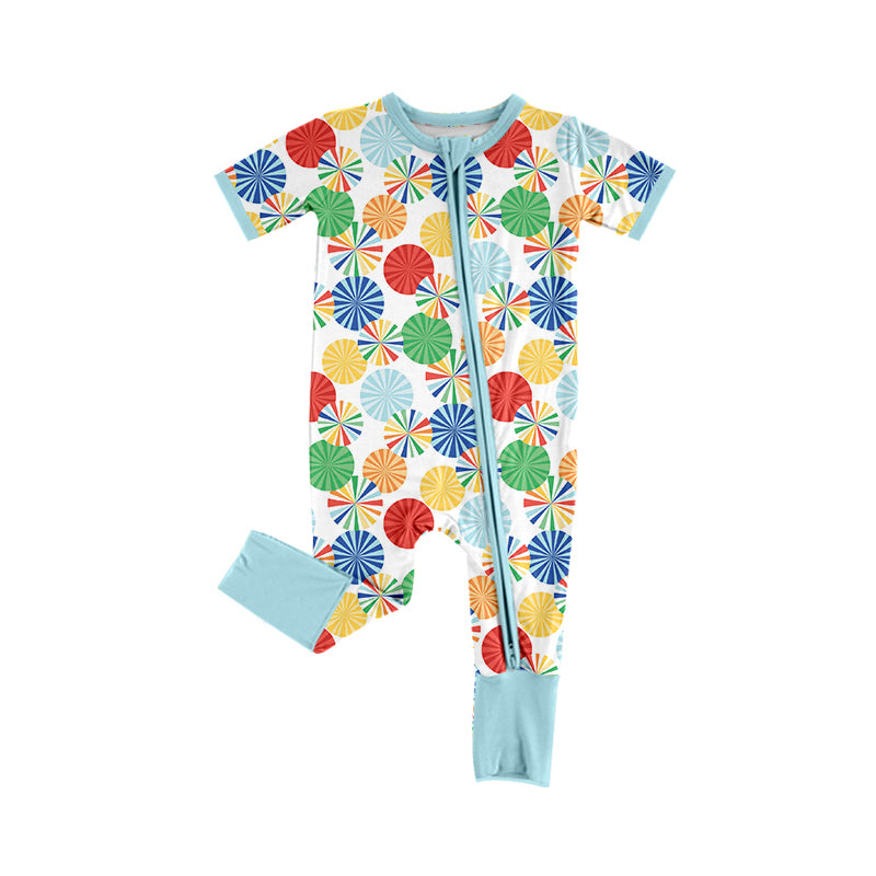 Preorder(moq 5)Baby Infant Boys Colorful Cheer Zip Rompers