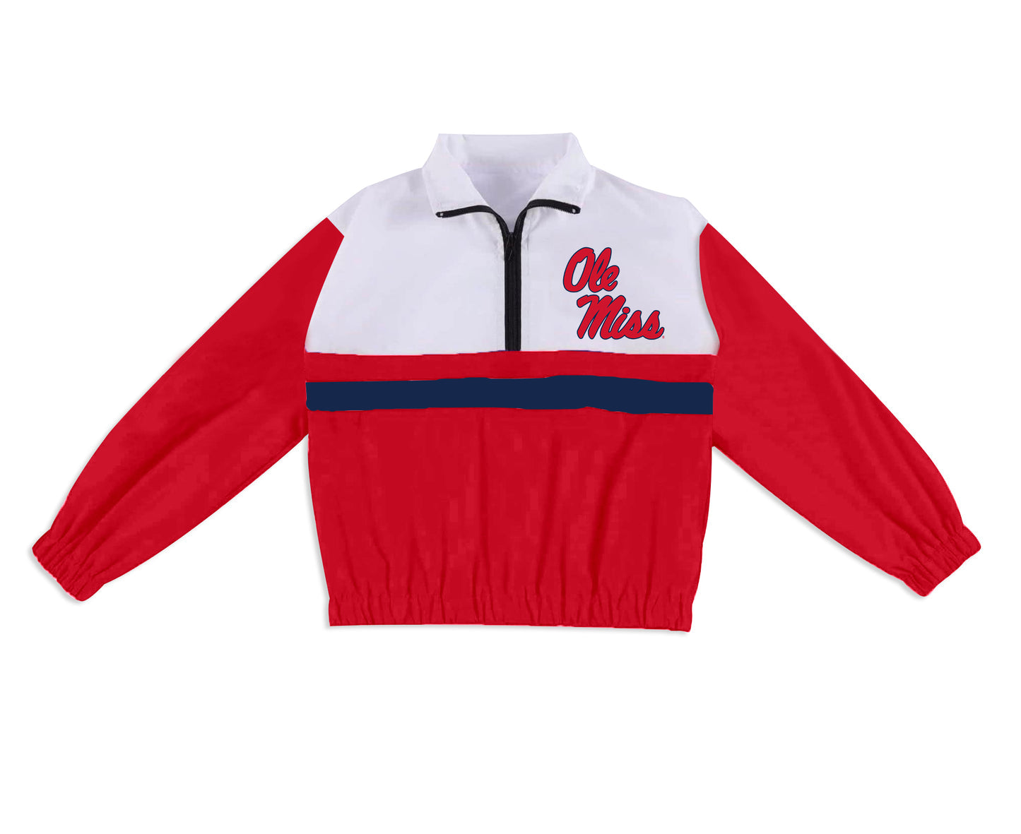 Preorder (moq 5)Baby Boys Long Sleeve Ole Miss Team Zip Pullovers Tops