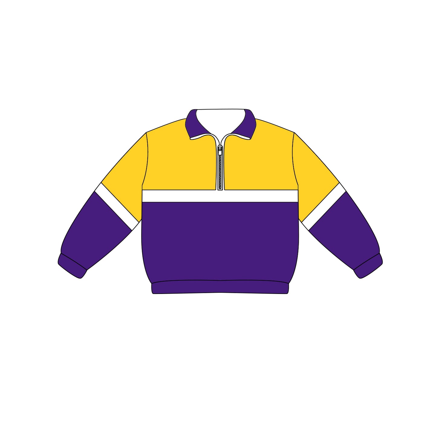 Preorder (moq 5)Baby Boys Long Sleeve Purple Yellow Team Zip Pullovers Tops