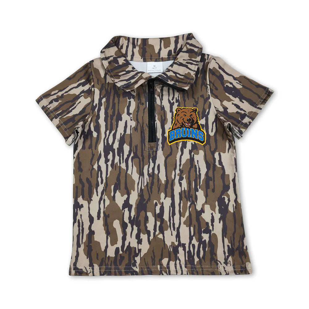 Preorder (moq 5)Baby Boys Olive Wood Camo UCLA Bruins Team Zip Pullovers Top