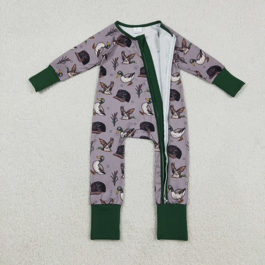 Baby Boys Camo Hats Ducks Hunting Two Way Zip Convertible Rompers