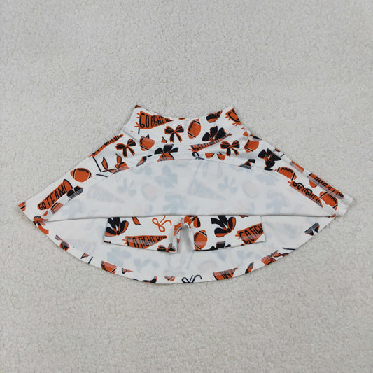 Baby Girls Orange Black Bows Go Team Yoga Skirt Shorts Bottom