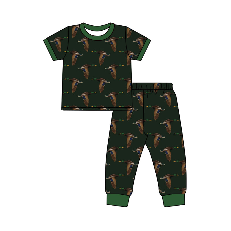Preorder (moq 5)Baby Boys Green Ducks Top Pants Hunting Clothes Sets