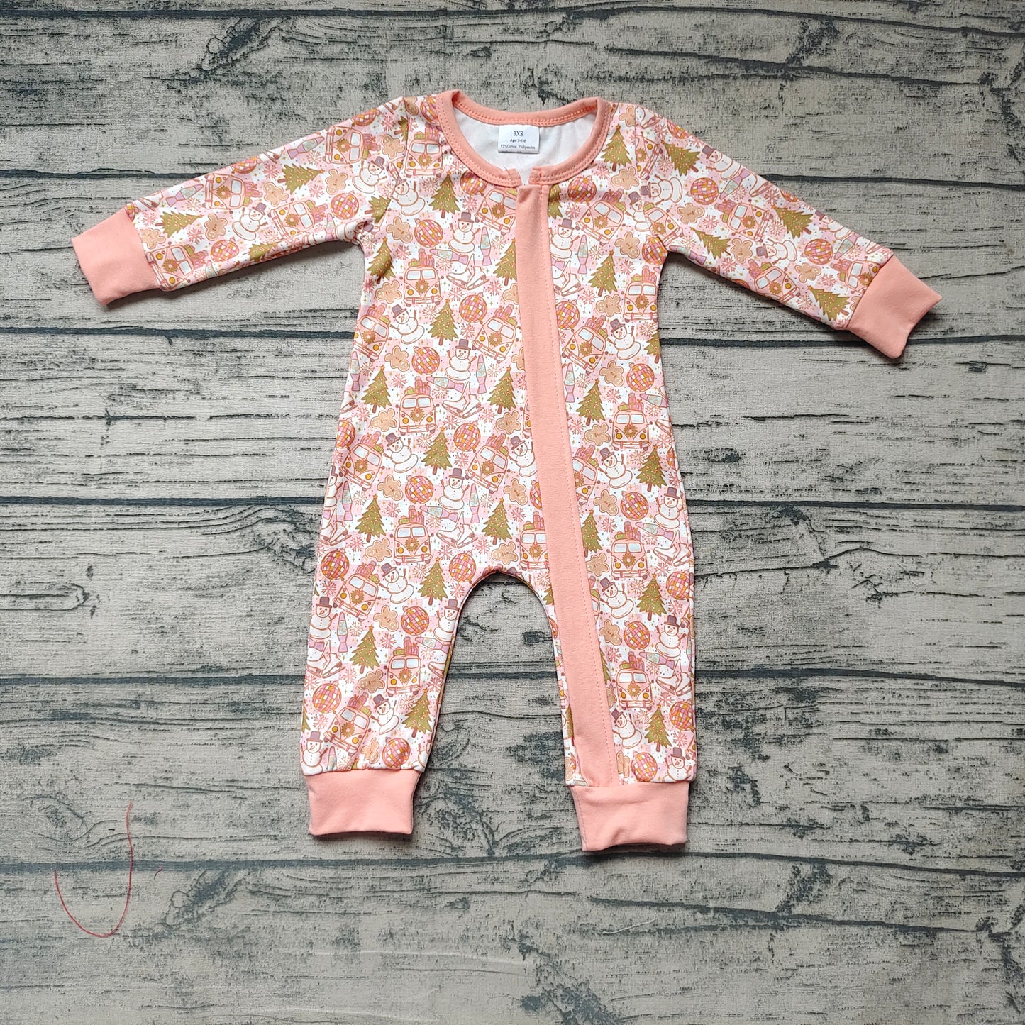 Baby Girls Christmas Snowman Bus Zip Rompers