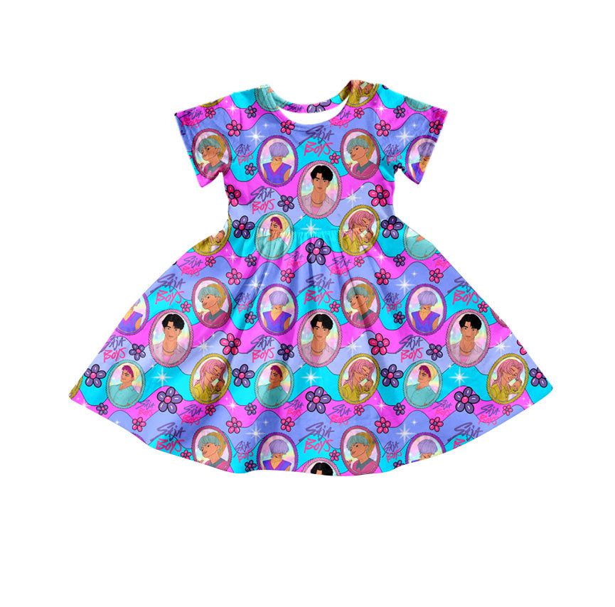 Preorder(moq 5) Baby Girls Flowers Saja Boys Demon Hunter Knee Length Dresses