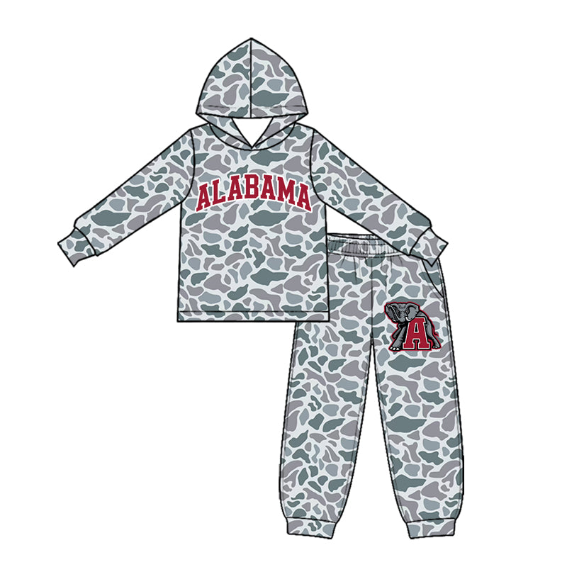 Preorder (moq 5) Baby Boy Clothes Alabama Team Camo Print Long Sleeve Hoodie Jogger Pant Set