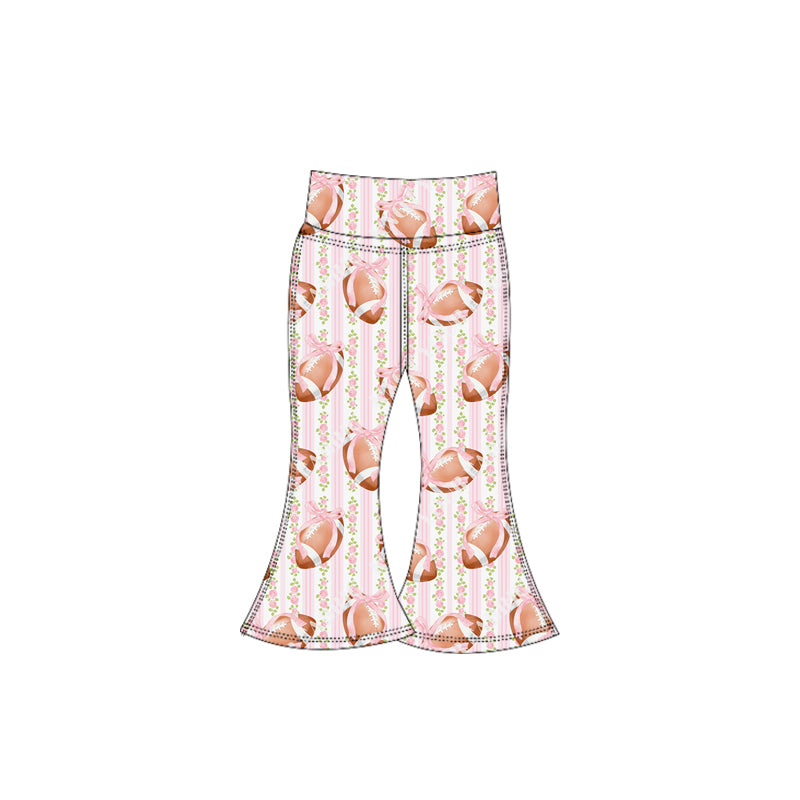 Preorder (moq 5)Baby Girls Floral Footballs Stripe Bell Bottom Pants