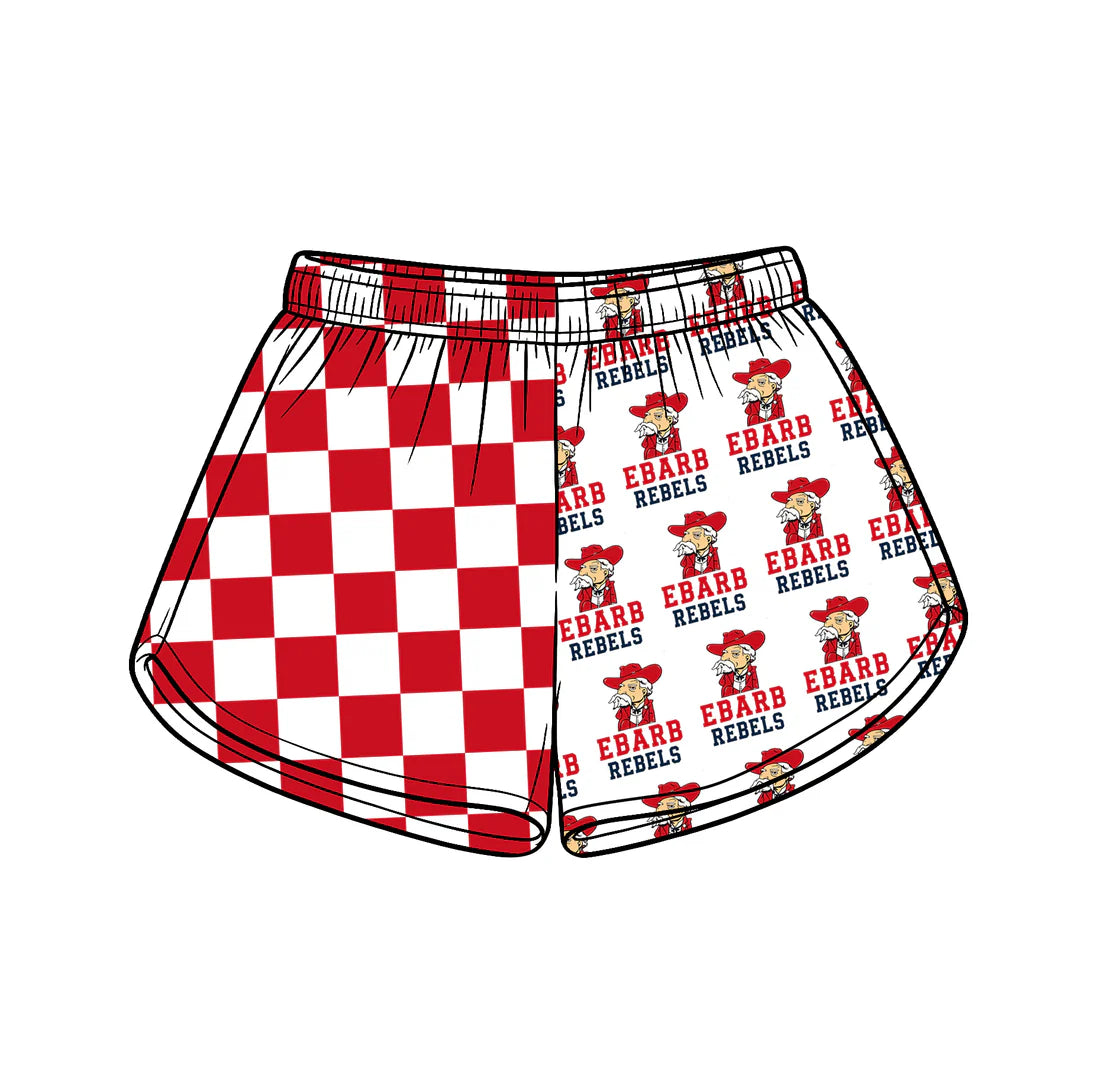 Preorder (moq 5)Baby Girls Red Checked Ebarb Team Shorts Bottom