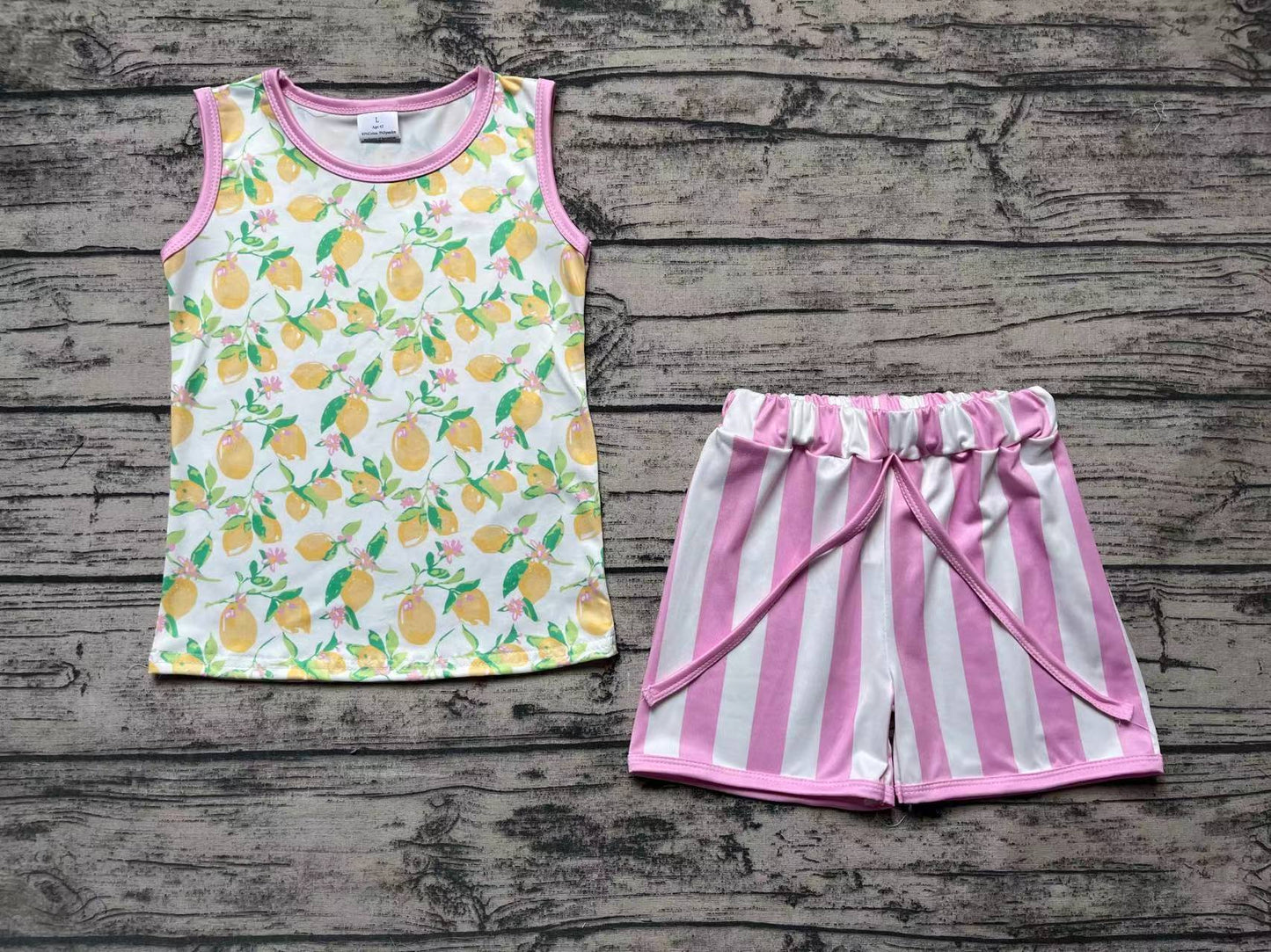 Baby Girls Sleeveless Shirt Lemon Stripes Shorts Sets