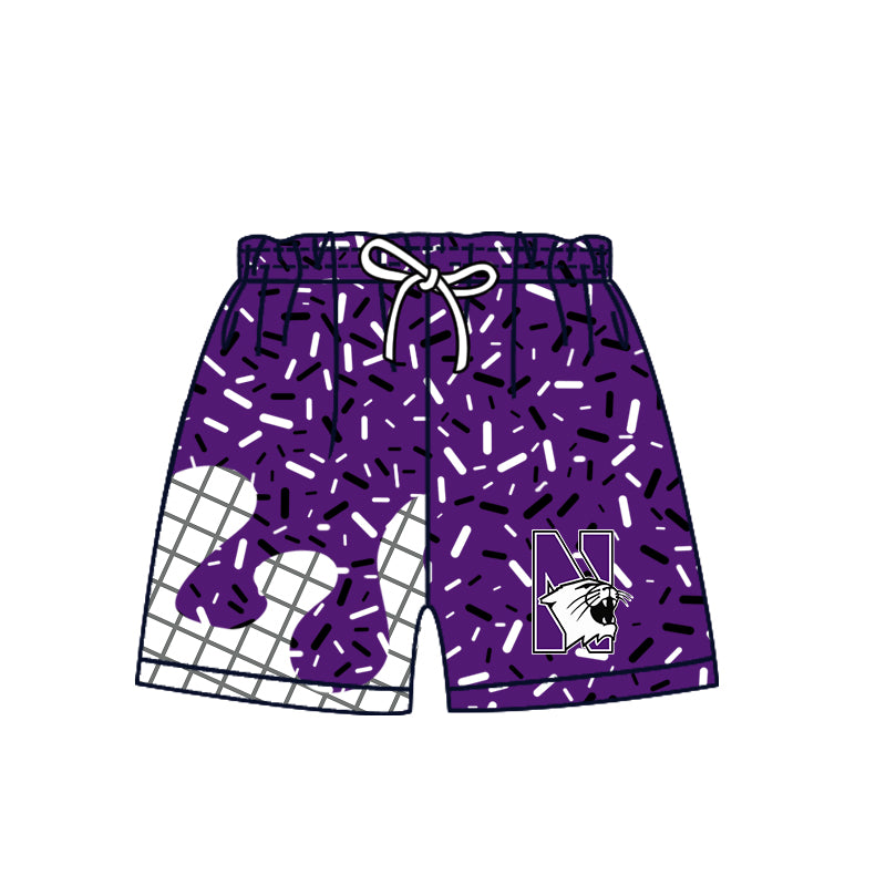 Preorder (moq 5)Baby Boys Purple Sprinkles Drip N Wildcats Shorts Bottom