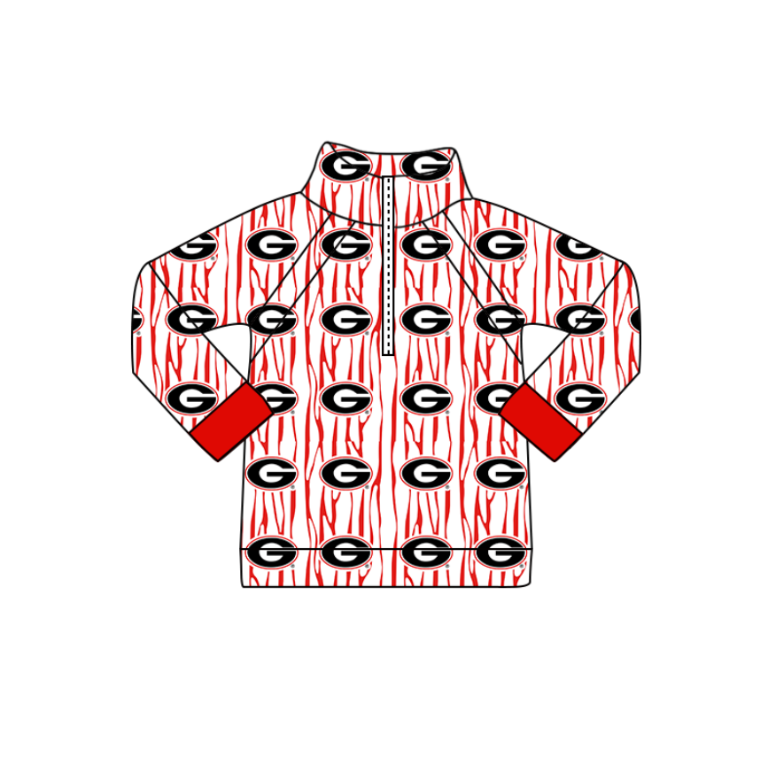 Preorder(moq 5) Baby Boys G Red Stripe Team Zipper Pullovers Top