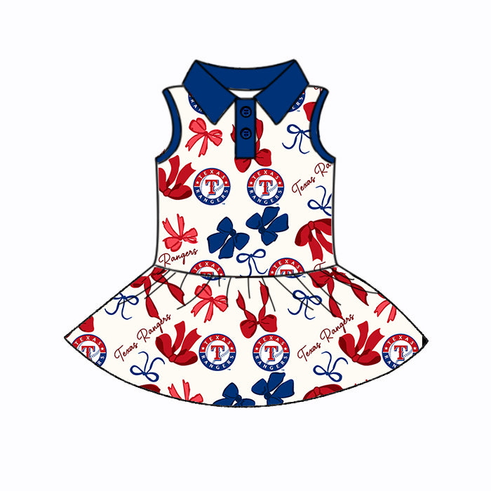 Preorder (moq 5)Baby Girls Sleeveless Bows Plaid T Button Team Knee Length Dresses