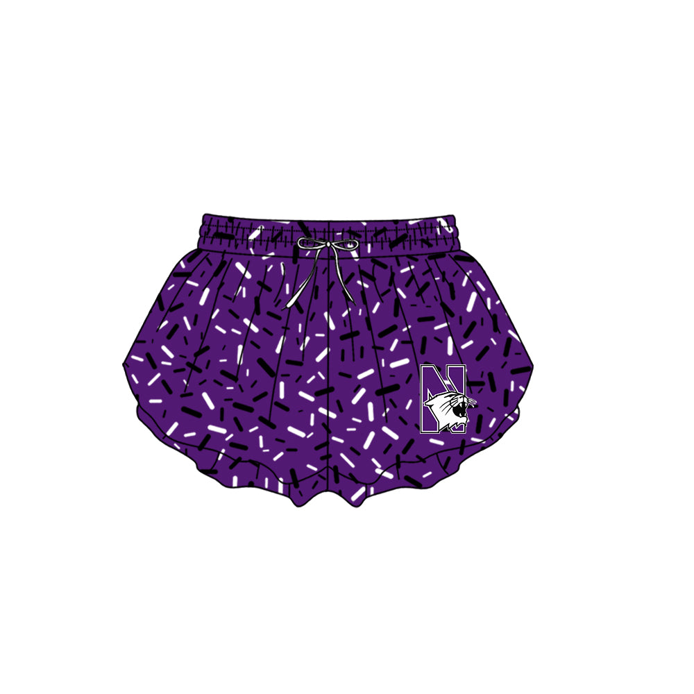 Preorder (moq 5)Baby Girls Purple Sprinkles Drip N Wildcats Butterfly Shorts Bottom