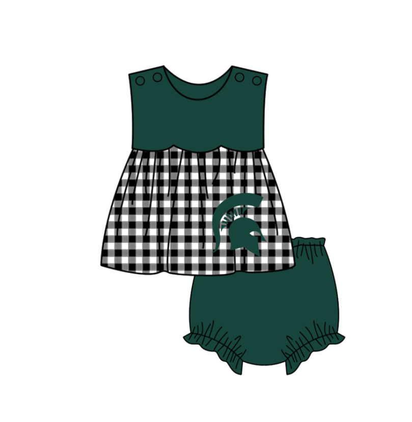 Preorder moq 5 Baby Girls Michigan Tunic Bummies Short Team Clothes Set