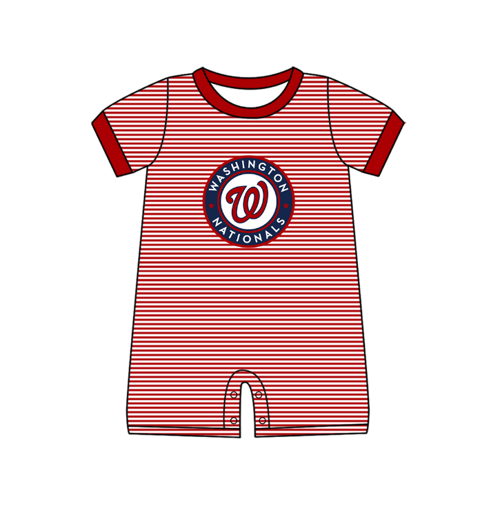 Preorder (moq 5)Baby Boys Short Sleeve Washington Stripe Team Rompers