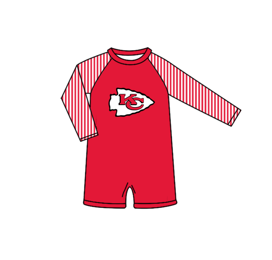 Preorder moq 5 Baby Boys Red KC Long Sleeve Team Swimsuits