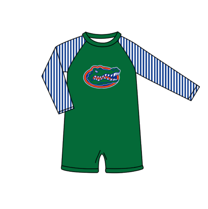 Preorder moq 5 Baby Boys Stripe Long Sleeve Crocodiles Team Swimsuits