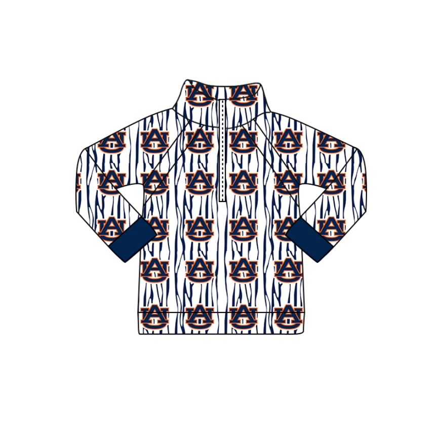 Preorder(moq 5) Baby Boys Navy AU Stripe Team Zipper Pullovers Top