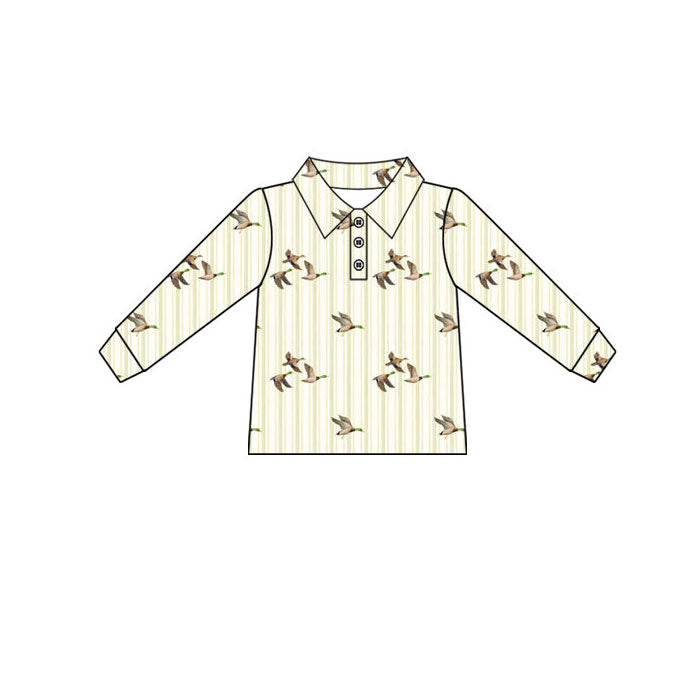 Preorder(moq 5) Baby Boys Ducks Plaid Button Polo Shirts Top