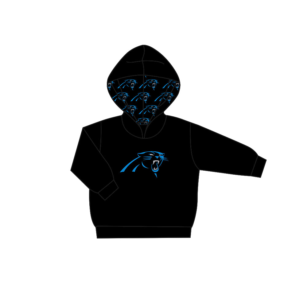 Preorder (moq 5)Baby Boys Black Long Sleeve Leopard Team Hoodies Top