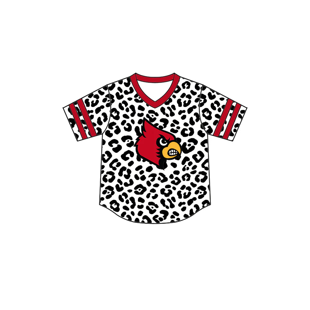Preorder (moq 5)Baby Boys Short Sleeve Black Leopard Louisville Cardinals Team T-shirts Top