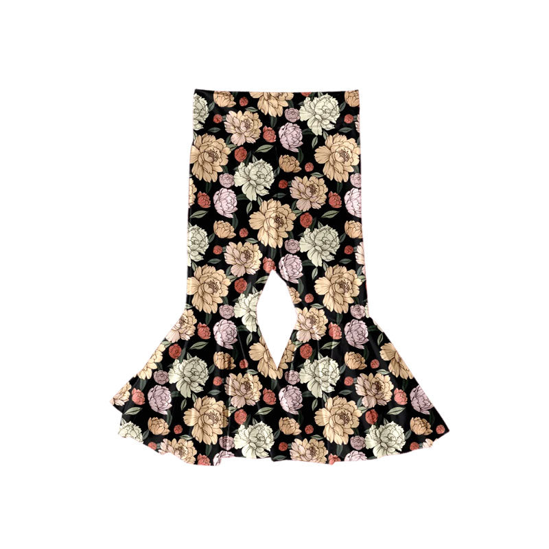 Preorder (moq 5)Baby Girls Colorful Flowers Plaid Bell Bottom Pants