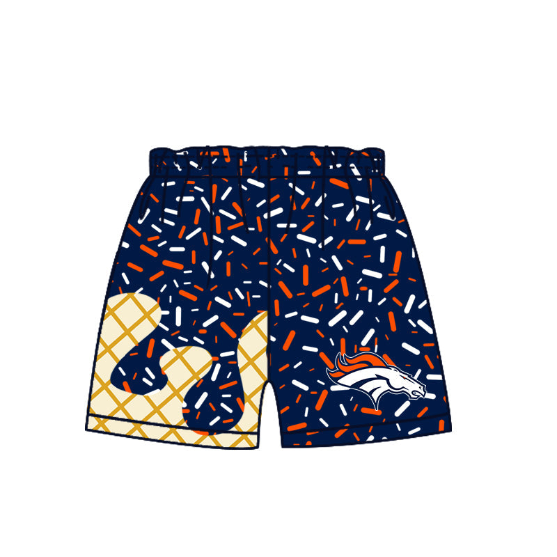 Preorder (moq 5)Baby Boys Navy Drip Sprinkles Denver Broncos Team Shorts Bottom