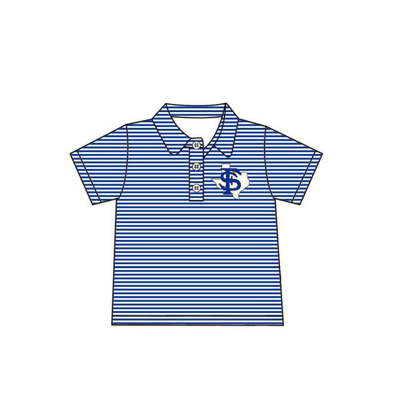 Preorder moq 5 Adult Men Blue SF Team Short Sleeve Buttons Pullovers tops