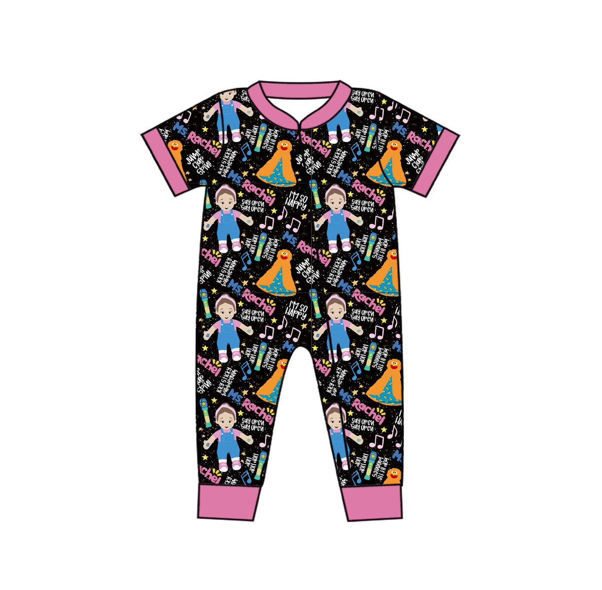 Preorder(moq 5)Baby Infant Girls Cute Teacher Zip Short Sleeve Rompers