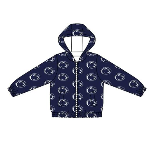 Preorder (moq 5)Baby Boys Navy Long Sleeves Leopards Plaid Hoodies Cardigan Jackets Top
