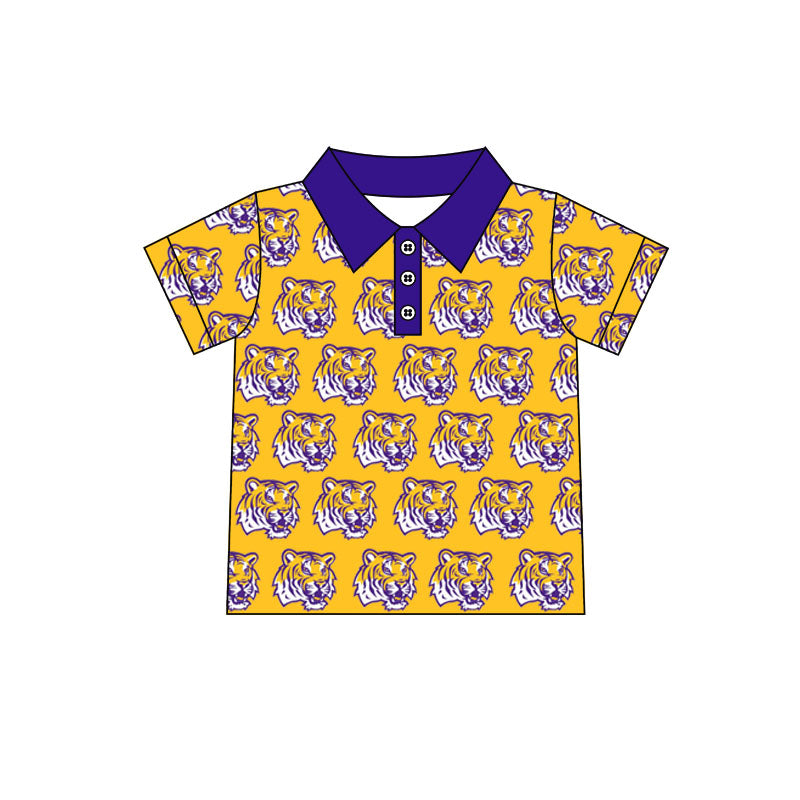 Preorder(moq 5)Baby Boys Yellow LSU Tigers Team Short Sleeve Tee Pullovers Shirts Tops