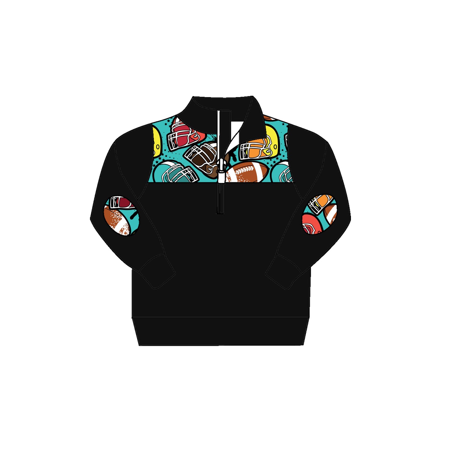 Baby Boys Fall Black Football Pullovers Top Shirt Preorder(moq 5)