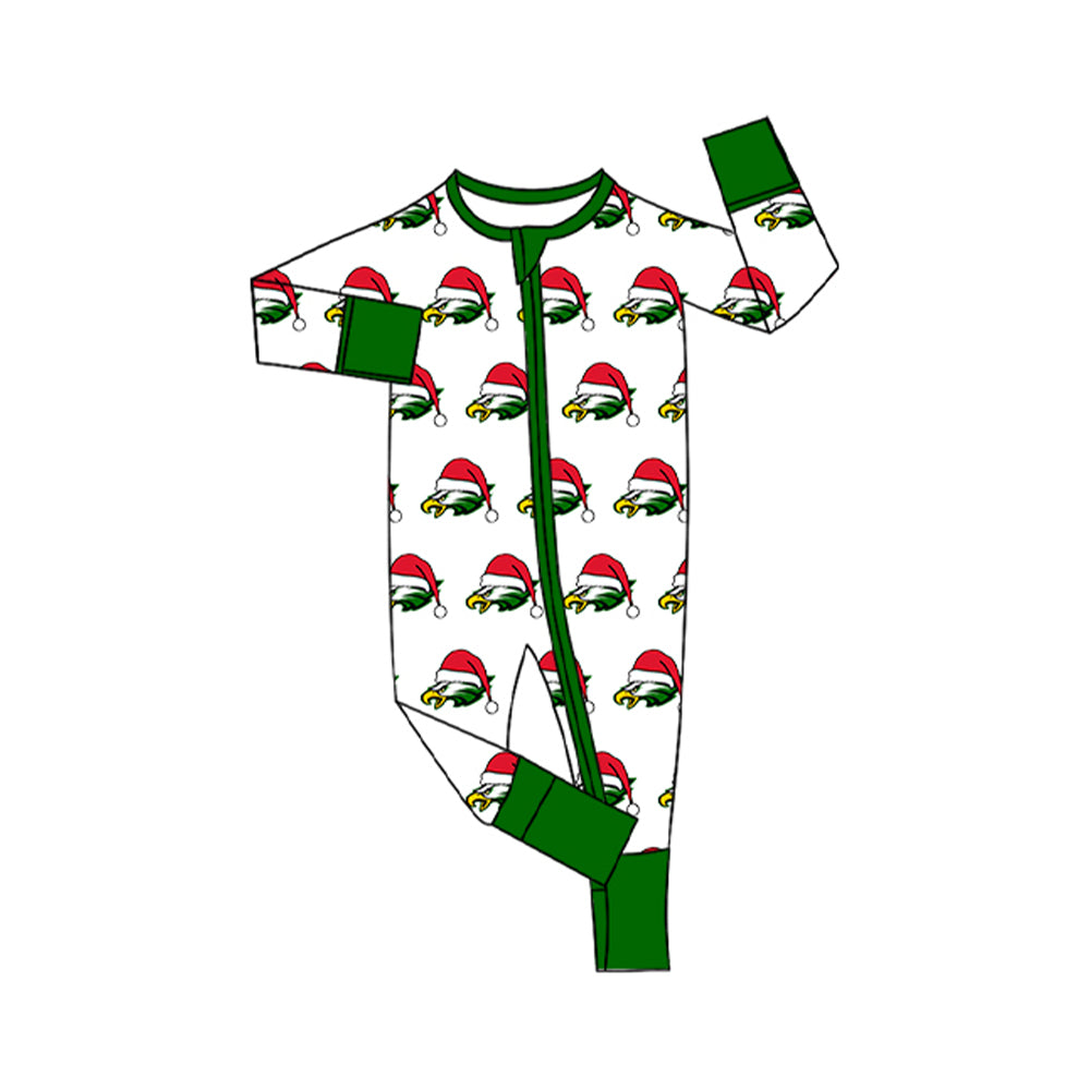 Preorder(moq 5)Baby Infant Eagle Team Christmas Zipper Footie Rompers
