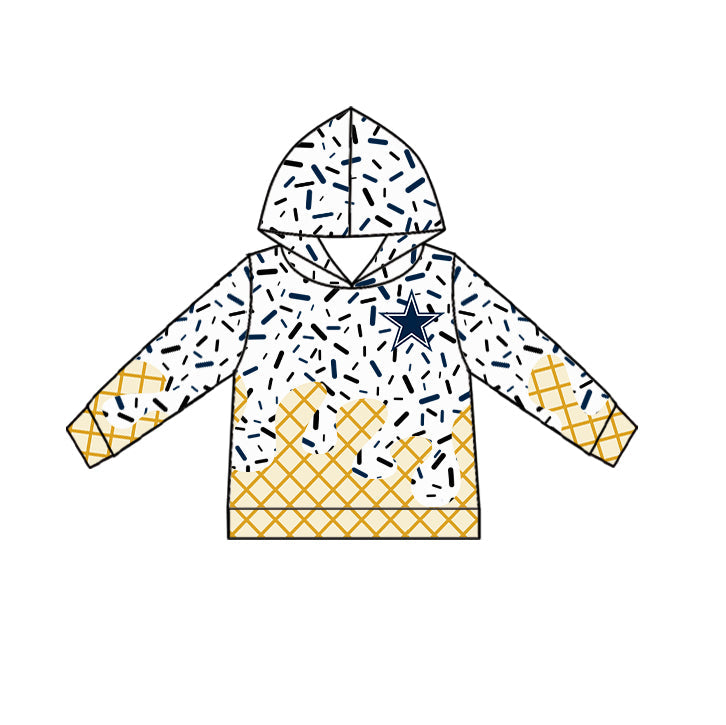 Preorder (moq 5)Baby Boys Drip Sprinkles Cowboys Team Long Sleeves Hoodies Top