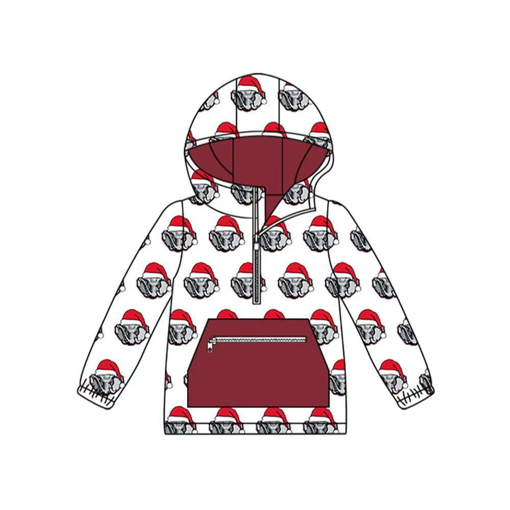 Preorder (moq 5)Baby Kids Alabama Team Christmas Zip Hooded Pullovers Tops