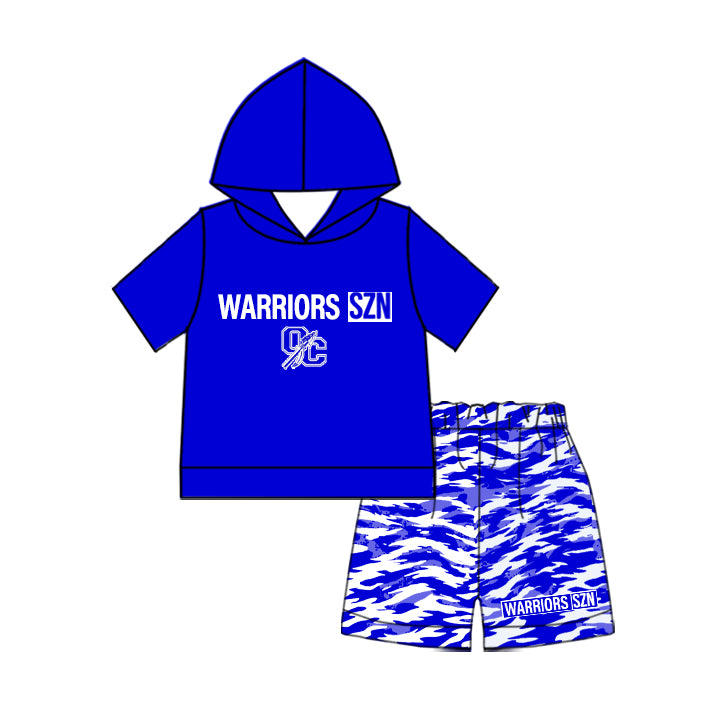 Preorder (moq 5) Baby Boys Worriors SZN Hoodie Camo Short Team Clothes Sets