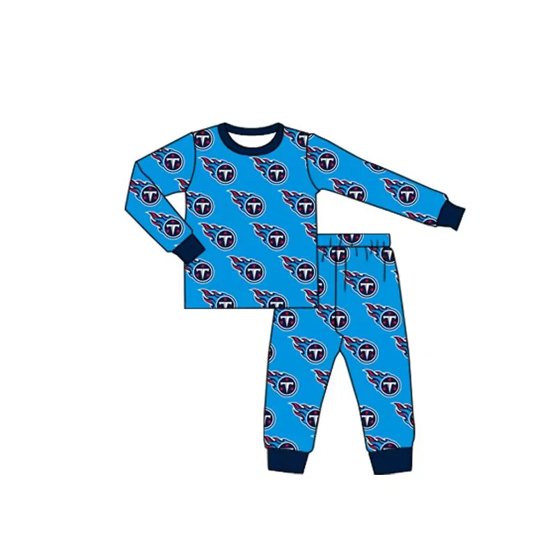 Preorder moq 5 Baby Boys Blue T Team Top Pants Pajamas Sets