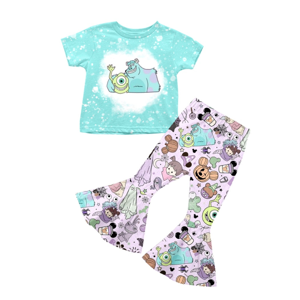 Baby Girls Monster Eye Shirt Top Bell Pants Clothes Sets Preorder(moq 5)