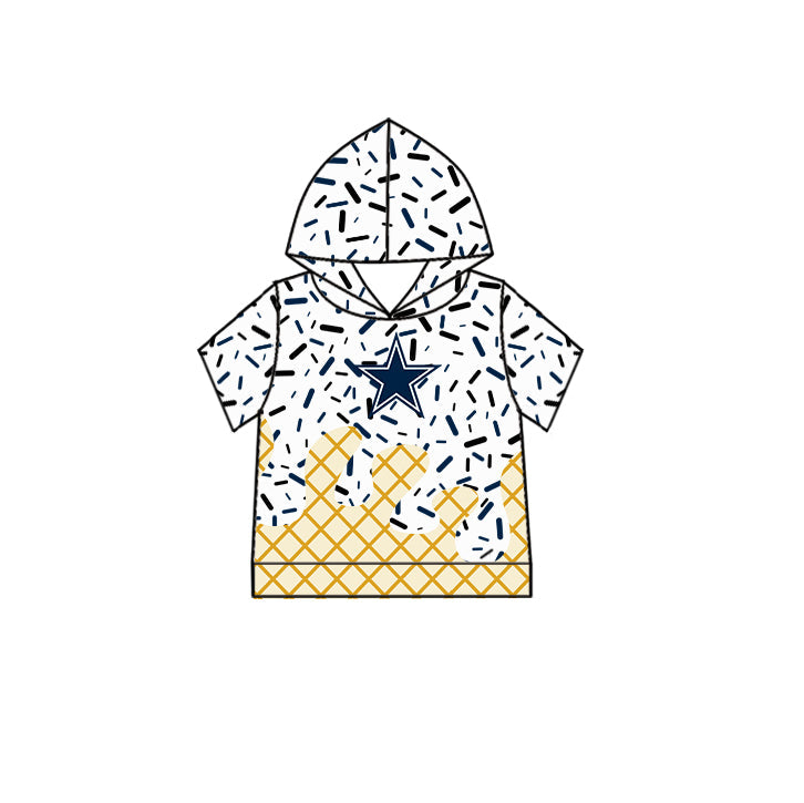 Preorder (moq 5)Baby Boys Drip Sprinkles Cowboys Team Short Sleeves Hoodies Top