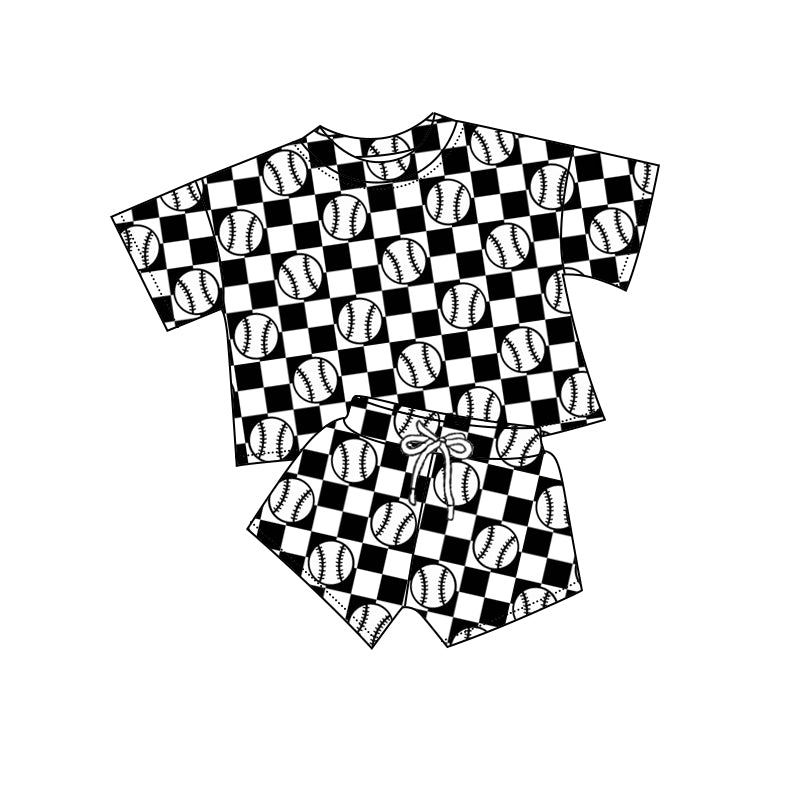 Preorder (moq 5)Baby Girls Black Baseball Shirts Shorts Sports Clothes Sets