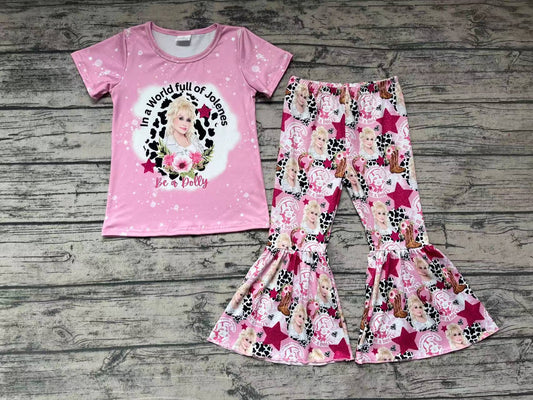 Baby Girls Pink Flowers Sing Bell Pants Clothes Sets