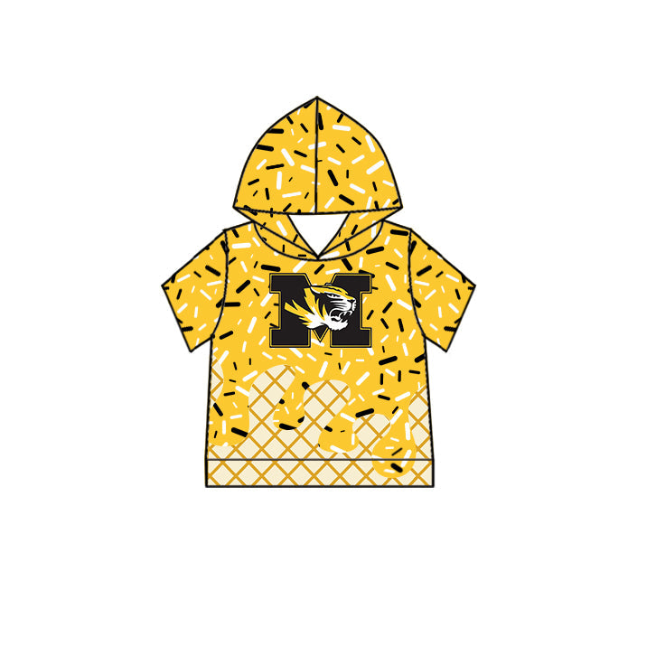 Preorder (moq 5)Baby Boys Drip Sprinkles M Tiger Team Short Sleeves Hoodies Top