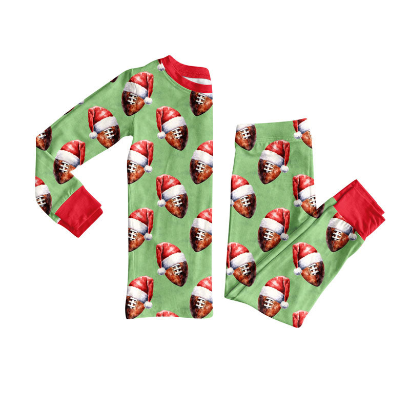 Preorder (moq 5)Baby Boys Hats Footballs Top Pants Team Christmas Pajamas Sets