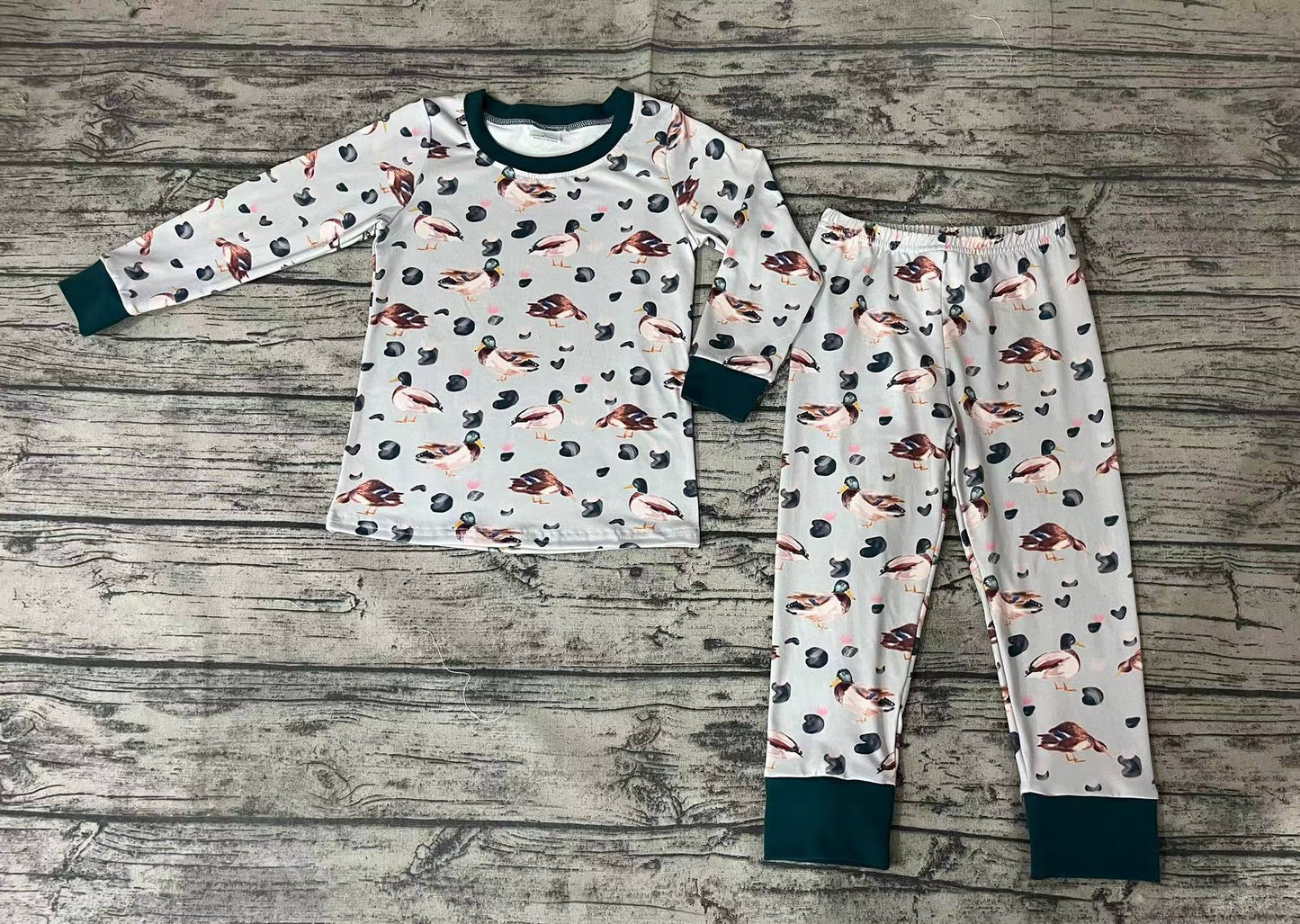 Baby Kids Ducks Plaid Pajamas Clothes Sets