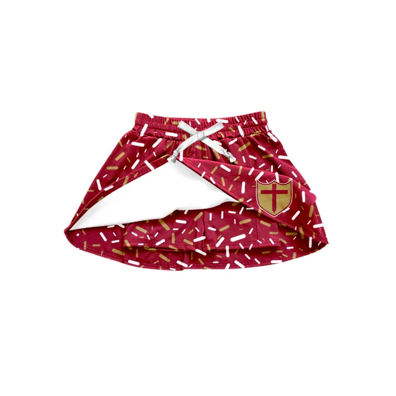 Preorder(moq 5) Baby Girls Cross Red Team Skort Shorts Bottoms
