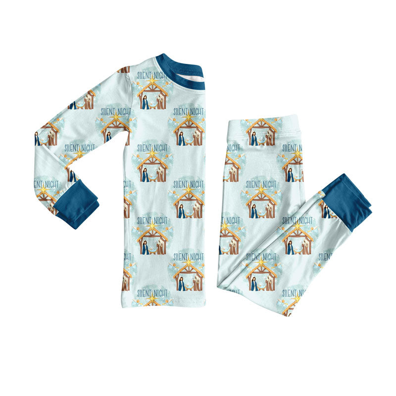 Preorder (moq 5)Baby Boys Nativity Top Pants Team Christmas Pajamas Sets