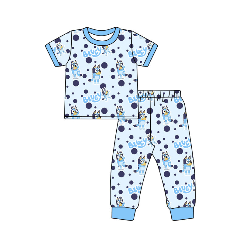 Preorder (moq 5)Baby Boys Blue Dogs Top Pants Pajamas Clothes Sets
