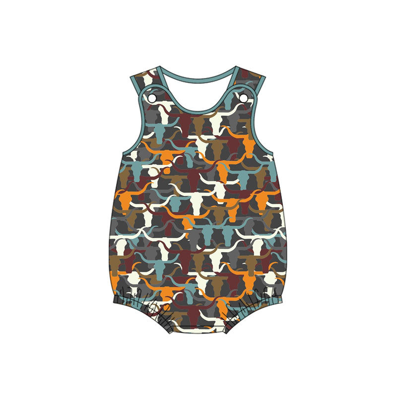 Preorder(moq 5)Baby Infant Boys Western Cows Sleeveless Summer Rompers