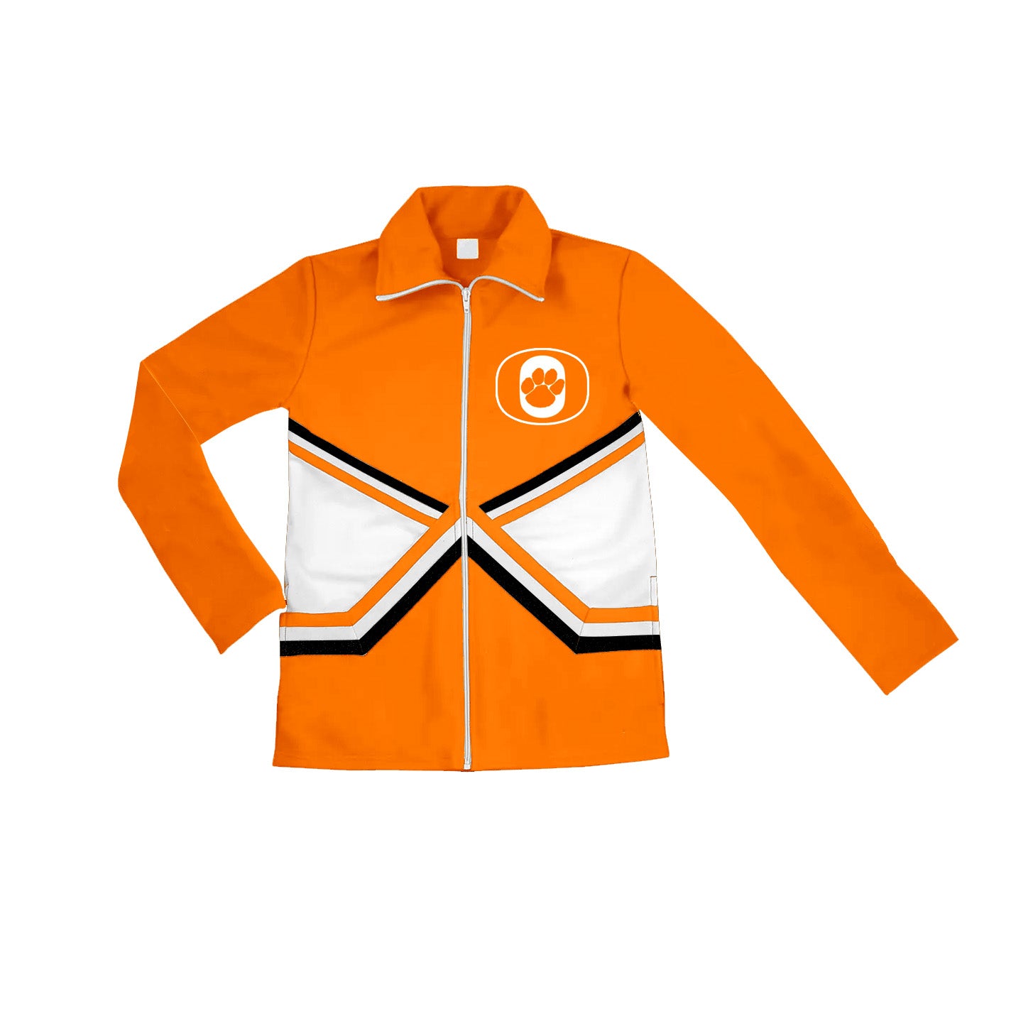 Preorder (moq 5)Baby Girls Orange Long Sleeves Pawl Print Team Zipper Jacket Top